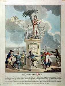 Alegoria pokoju w Amiens, 1802 (kolor grawerunek) autorstwa French School