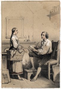 Alois Senefelder (albo Aloysius lub Aloys) lub Johann Nepomuk Franz Aloys (1771-1834), czeski poeta i rytownik, pozostaje bez kartki w chwili gniewu i rozpaczy, które doprowadziły go do rzucenia wszystkiego w płomienie, pisał uwaga o praniu autorstwa French School