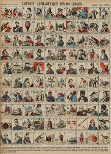 Alfabetyczna loteria stu obrazków (kolorowy grawer) autorstwa French School