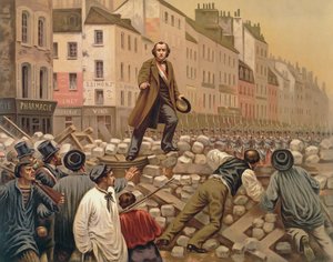 Alphonse Baudin na barykadzie Faubourg Saint-Antoine, 3 grudnia 1851 r autorstwa French School