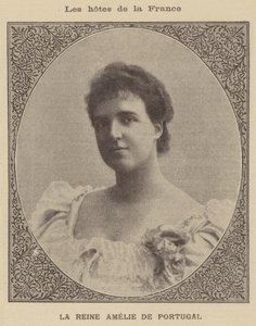 Amelia Orleańska, królowa małżonka króla Portugalii Carlosa I (litografia) autorstwa French School