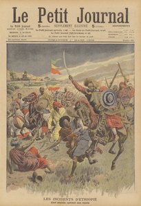 Wódz abisyński prowadzący najazd na Somalijczyków (kolor lito) autorstwa French School