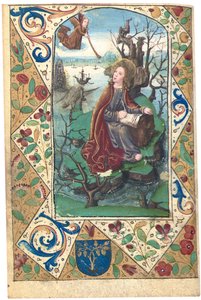Anioł ukazujący się Marii Magdalenie na pustyni, ilustracja z Księgi Godzin, Korzystanie z Rzymu autorstwa French School