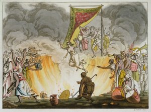 Indyjska wdowa płonie na śmierć wraz z ciałem męża, płyta 30 z Księgi o Indiach, grawerowana przez Gaetano Zancona (1771-1816) autorstwa French School