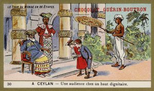 Publiczność z wysokim dostojnikiem, Cejlonem (chromolitho) autorstwa French School