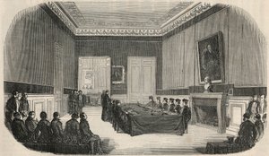 Egzamin w sali konferencyjnej Szkoły Prawa w Paryżu - Grawerowanie w „Tableau-de-Paris” Edmonda Texiera 1852 autorstwa French School