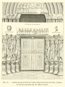 Dawny duży portal kościoła Saint-Germain des Pres, z rysunku reprodukowanego przez M Albert Lenoir autorstwa French School