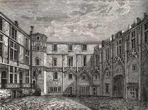 Ancien hotel de la Tromoille, rue des Bourdonnais, Paryż (1. dzielnica) Grawerowanie w „”Fizycznej, obywatelskiej i moralnej historii Paryża: od pierwszych czasów historycznych do współczesności” Jacques Antoine Dulaure autorstwa French School