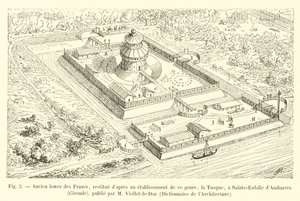 Dawny Dolny z Franków, odrestaurowany po założeniu tego rodzaju, Tusque, w Sainte-Eulalie dAmbarres, Gironde, wyd. M. Viollet-le-Duc, Dictionnaire de lArchitecture autorstwa French School