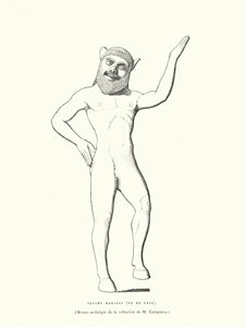 Starożytna grecka figura z brązu tańczącego satyra (rycina) autorstwa French School