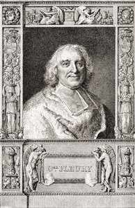 André-Hercule de Fleury, biskup Fréjus, 1653 1743. Francuski kardynał i główny minister Ludwika XV. Z Les Heures Libres opublikowanego w 1908 roku. autorstwa French School