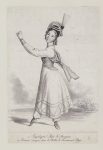 Angelique St Romain Mees w stroju kozackim do baletu La Francaise et le Raja (litografia) autorstwa French School