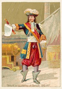 Anne Hilarion de Tourville , francuski dowódca marynarki (chromolitho) autorstwa French School