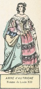 Anna Austriaczka, żona Ludwika XIII (kolorowy grawerunek) autorstwa French School