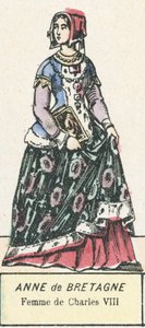 Anna Bretańska, żona Karola VIII (kolorowy grawerunek) autorstwa French School