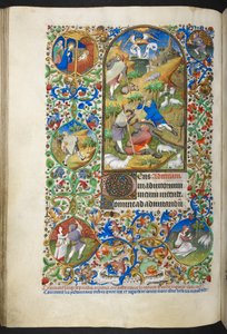 Ogłoszenie dla pasterzy, dodaj Ms 18850 f.70v Księga godzin (The Bedford Hours) ok. 1410-30 (atrament, kolor i złoto na welinie) autorstwa French School