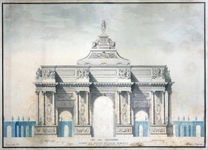 Łuk Triumfalny, ok. 1810 (toaleta z piórem i atramentem na papierze) autorstwa French School
