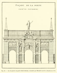 Kamienny łuk lub Porte Saint-Antoine, przebudowany przez Blondela w 1672, zburzony w 1788 autorstwa French School