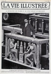 Aristide Briand na trybunie Izby (rozdzielenie Kościoła i państwa) -w „”La Vie Illustrée””” z 07.04.1905. autorstwa French School