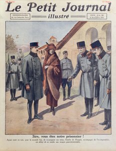 Aresztowanie w Gyoer Karola IV i królowej Zity po jego drugiej nieudanej próbie odzyskania tronu Węgier w 1921, okładka Le Petit Journal, 6 listopada 1921 autorstwa French School