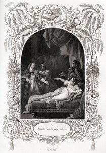 Aresztowanie papieża Silvere (Silverio) (papieża od 536 do 537). Rycina ilustrująca Histoire des Popes Maurice