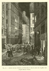 Przybycie księcia Orleanu do Palais-Royal wieczorem 29 lipca 1830 r., według Horace Vernet autorstwa French School