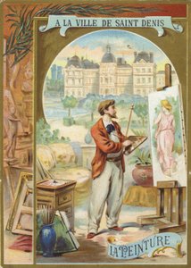 Artysta malujący obraz kobiety autorstwa French School