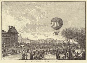 Wniebowstąpienie Karola i Roberta do Tuileries, 1 grudnia 1783 (grawerowanie) autorstwa French School
