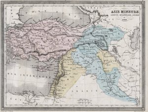 Azja Mniejsza, Armenia, Mezopotamia, Asyria i Syria w starożytności – płyta zaczerpnięta z „”Uniwersalnego Atlasu Geografii Starożytnej i Współczesnej dla Użytkowania Szkół Mieszkalnych”” autorstwa Vuillemina – ca. 1845 autorstwa French School