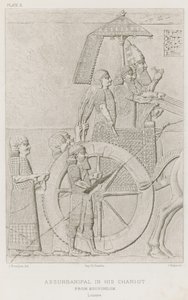 Assurbanipal w swoim rydwanie, z Kouyundjik, Louvre autorstwa French School