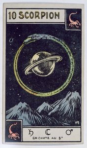 Astrologiczna karta tarota przedstawiająca Skorpiona autorstwa French School
