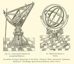 Sekstant astronomiczny do pomiaru odległości, pierścieni równikowych lub okręgów (grawerowanie) autorstwa French School