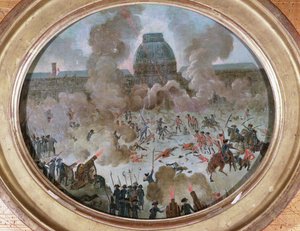 Atak na Tuileries, Paryż, 10 sierpnia 1792 (gwasz na płótnie) autorstwa French School