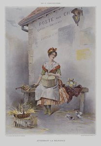 Attendant la Diligence (Czekając na Dyliżans) (kolor lito) autorstwa French School