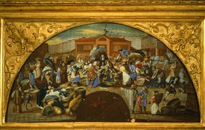 Sprzedaż aukcyjna ryb w Les Halles w Paryżu (obraz na płótnie) autorstwa French School