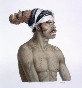 Australijski Aborygen, człowiek zwany Cour-rou-bari-gal, z New Holland, 1812 r. autorstwa French School