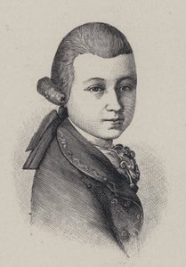 Austriacki kompozytor Wolfgang Amadeusz Mozart w wieku czternastu lat autorstwa French School