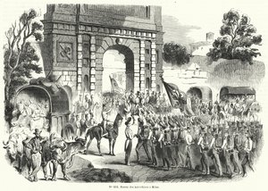 Wojska austriackie wkraczające do Mediolanu, Włochy, 6 sierpnia 1848 (rycina) autorstwa French School