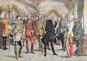Kryzys austro-węgierski - przyjęcie magnatów węgierskich przez cesarza Franciszka Józefa, ilustracja z Le Petit Journal, 15.10.1905 autorstwa French School