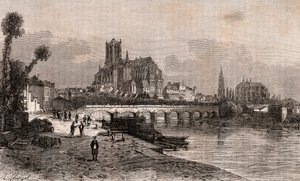 Auxerre - Bourgogne-Franche-Comte - rycina w „La France illustrée: geografia, historia, administracja statystyczna” autorstwa V.A. Malt-Browna. 1884 autorstwa French School