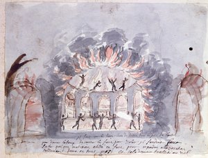 Scena baletowa, przedstawiająca Furie, k. XVII w. (wc na papierze) autorstwa French School