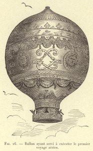 Balon używany do wykonania pierwszej podróży lotniczej (grawerowanie) autorstwa French School