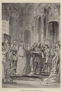 Chrzest członka rodziny cesarskiej (rycina) autorstwa French School
