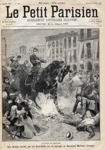 Bombardowanie w Barcelonie: bomba wystrzelona przez anarchistę na przejściu Marechal Arsenio Martinez Campos Anton autorstwa French School