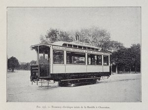 Tramwaj elektryczny Bastille-Charenton - w „Przez prąd” G. Davy autorstwa French School