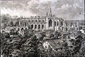 Klasztor Batalha w latach 60. XIX wieku (rycina) autorstwa French School