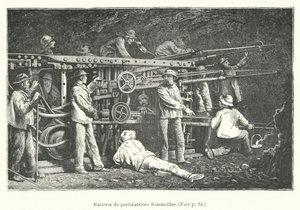 Bateria dziurkacza Sommeiller (grawerowanie) autorstwa French School