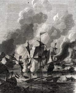 Bitwa pod Lagos była bitwą morską podczas wojny dziewięcioletniej w dniu 27 czerwca 1693 (rycina) autorstwa French School