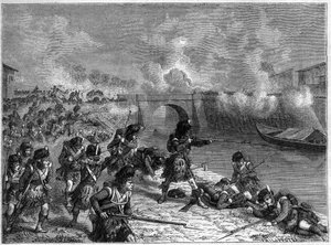 Bitwa pod Tuluzą: ostatnia bitwa między siłami brytyjskimi i hiszpańskimi pod Wellingtonem przeciwko Francuzom 1814 - Bitwa pod Tuluzą 10 kwietnia 1814 między wojskami armii cesarskiej dowodzonej przez Marechala Soulta a oddziałami Anglo-Hispano-Port autorstwa French School