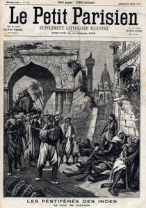 W Indiach dotkniętych plażami mieszkańcy odnajdują epidemię, zanim zachorują na Czarną Śmierć. Pierwsza strona angielskiej gazety Le petit Parisien. 24 stycznia autorstwa French School